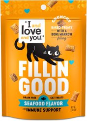I and Love and You Fillin Good Seafood Flavor with Immune Support Grain-Free Crunchy Cat Treats, 2-oz bag