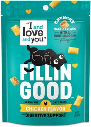I and Love and You Fillin Good Chicken Flavor with Digestive Support Grain-Free Crunchy Cat Treats, 2-oz bag slide 1 of 5