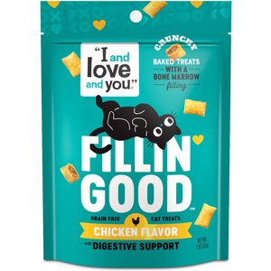 I and Love and You Fillin Good Chicken Flavor with Digestive Support Grain-Free Crunchy Cat Treats, 2-oz bag