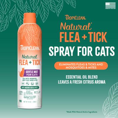 Show full view: TropiClean Natural* Flea + Tick Easy Mist Spray for Cats, 14-fl oz bottle slide 2 of 9