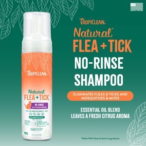 TropiClean Natural* Flea + Tick Waterless Cat Shampoo, 7.4-fl oz bottle