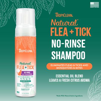 Show full view: TropiClean Natural* Flea + Tick Waterless Cat Shampoo, 7.4-fl oz bottle slide 2 of 8