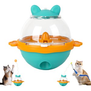 Pet Fit For Life Tumbler with Ball, Worm & Hook Attachment Treat Dispenser Cat Toy, Orange, Medium
