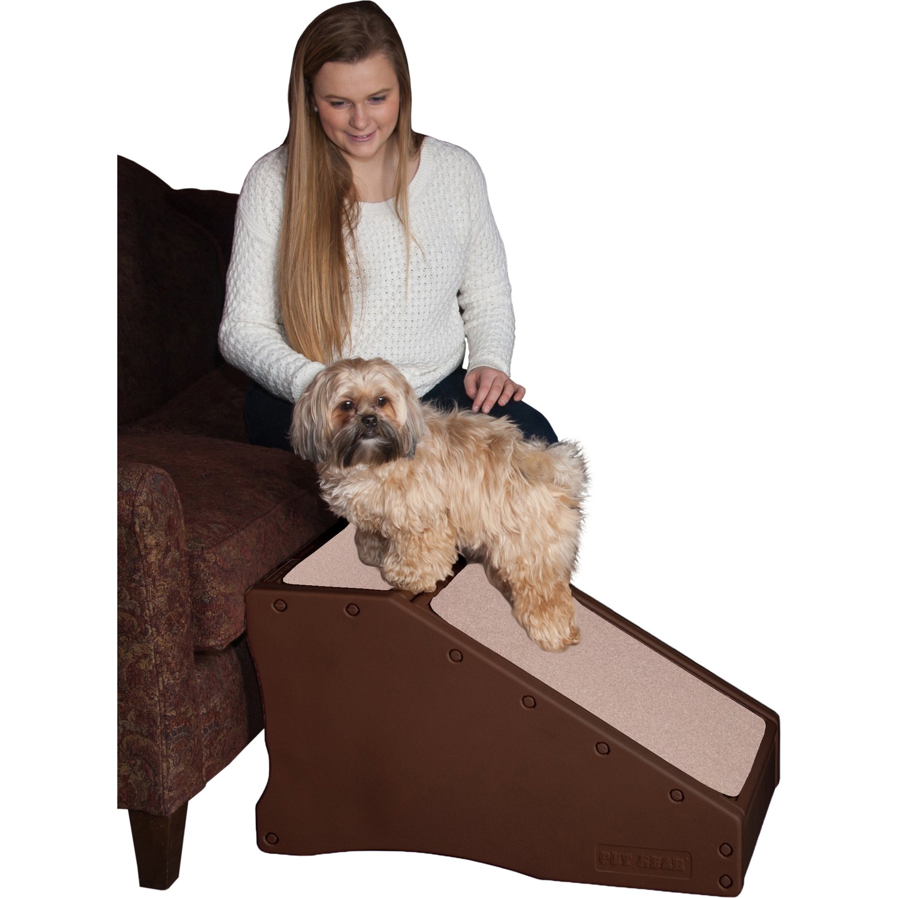 Pet Gear Dog Step/Ramp Combination with supertrax, Chocolate
