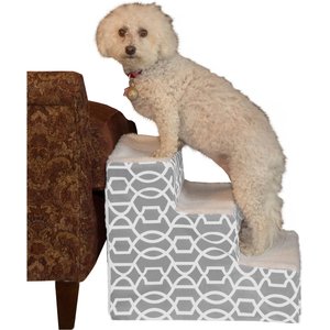 Pet Gear Trellis Print Designer 3-Step Dog Stairs, Spa Blue