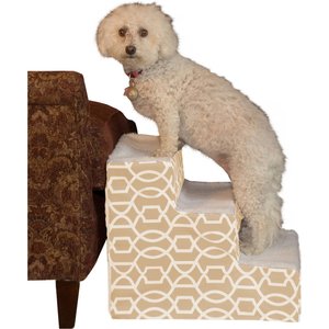 Pet Gear Trellis Print Designer 3-Step Dog Stairs, Natrural Beige