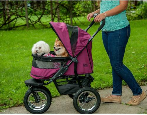 Show full view: Pet Gear No-Zip Double Pet Stroller, Boysenberry slide 2 of 8