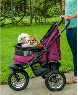 Show full view: Pet Gear No-Zip Double Pet Stroller, Boysenberry slide 3 of 8