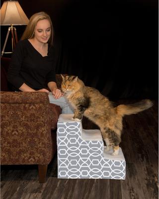 Show full view: Pet Gear Trellis Print Designer 3-Step Dog Stairs, Spa Blue slide 2 of 4