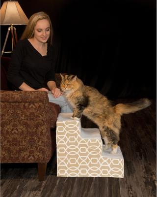 Show full view: Pet Gear Trellis Print Designer 3-Step Dog Stairs, Natrural Beige slide 2 of 4