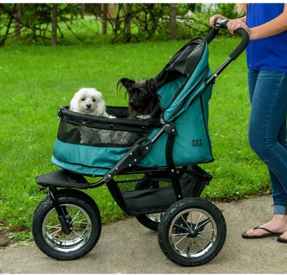 Show full view: Pet Gear No-Zip Double Pet Stroller, Pine Green slide 3 of 8