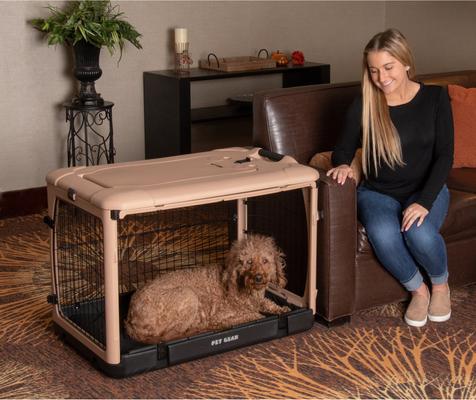 Show full view: Pet Gear The Other Door Steel Dog Crate, Tan/Black, 36 inch slide 2 of 6