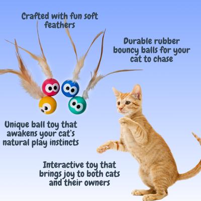 Show full view: Pet Fit For Life Bouncy Ball with Eyes & Tails Cat Toy, Multi, 4 pack slide 2 of 8