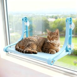 Gapzer Espresso Cozy Hammock Polypropylene Cat Window Perch with Strong Suction Cups, 20 x 12 x 2-in, Blue