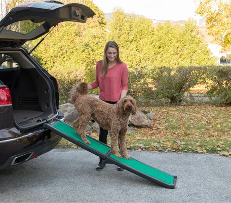 Show full view: Pet Gear Bi-Fold Dog Ramp with supertrax, Black/Green slide 2 of 4