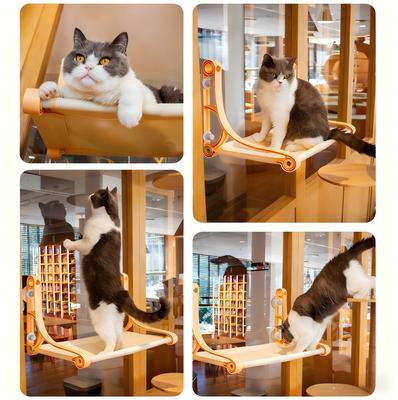 Show full view: Gapzer Espresso Cozy Hammock Polypropylene Cat Window Perch with Strong Suction Cups, 20 x 12 x 2-in, Yellow slide 6 of 9