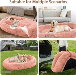 LovMor 10-cm Thick Memory Foam Oversize Human Dog Bed with Plump Pillow & Removable Cover, 78 x 51 x 12-in, Pink slide 2 of 6
