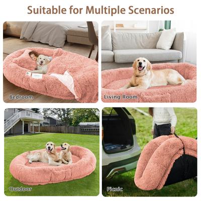 Show full view: LovMor 10-cm Thick Memory Foam Oversize Human Dog Bed with Plump Pillow & Removable Cover, 78 x 51 x 12-in, Pink slide 6 of 7