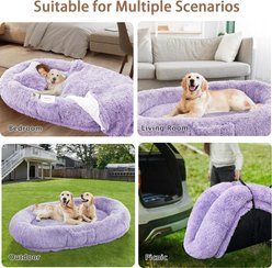 LovMor 10-cm Thick Memory Foam Oversize Human Dog Bed with Plump Pillow & Removable Cover, 78 x 51 x 12-in, Purple slide 2 of 6