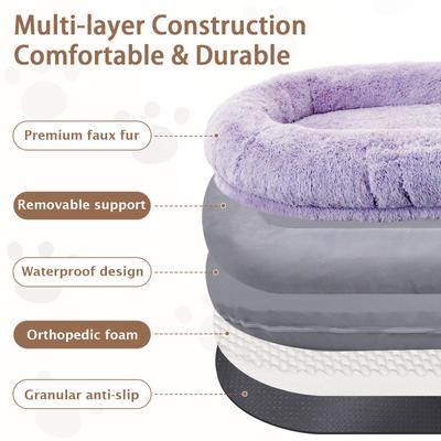 Show full view: LovMor 10-cm Thick Memory Foam Oversize Human Dog Bed with Plump Pillow & Removable Cover, 78 x 51 x 12-in, Purple slide 5 of 7