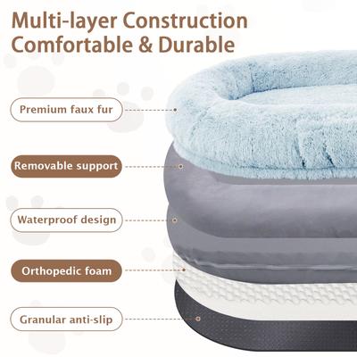 Show full view: LovMor 10-cm Thick Memory Foam Oversize Human Dog Bed with Plump Pillow & Removable Cover, 78 x 51 x 12-in, Blue slide 5 of 7