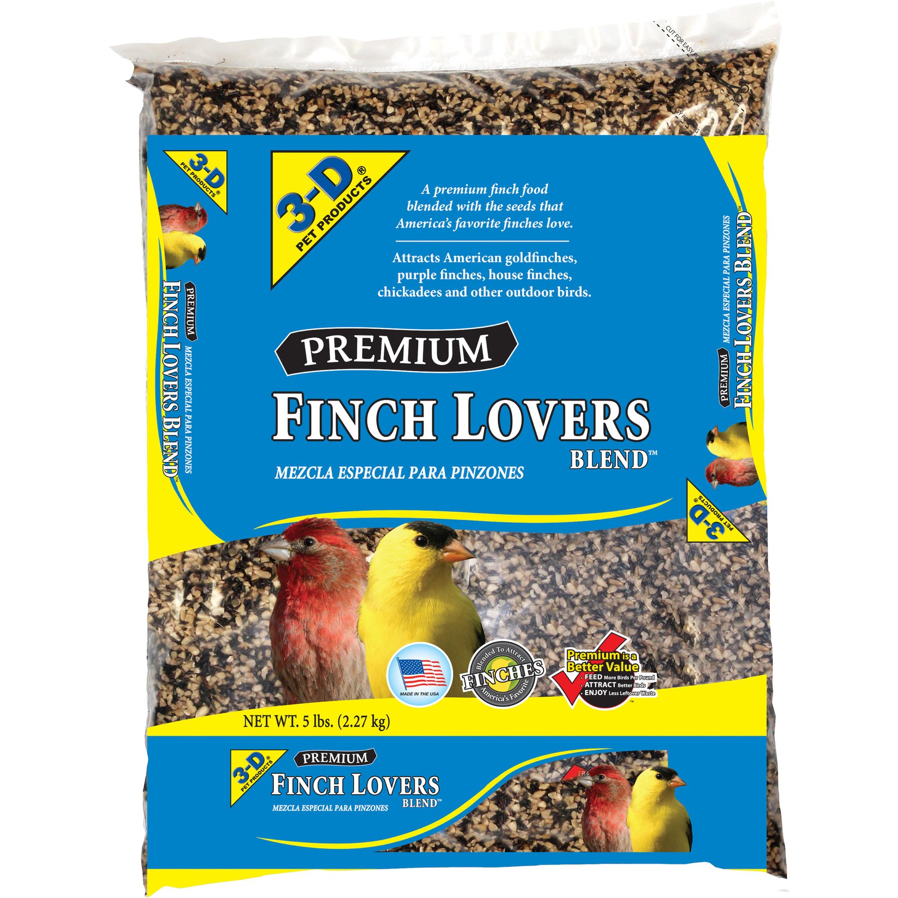 3-D Premium Finch Lovers Wild Bird Food, 5-lb bag