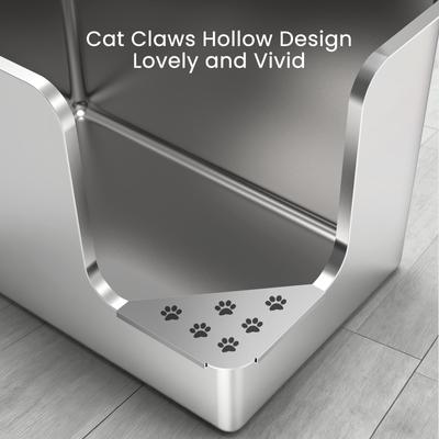 Show full view: Ptlom Stainless Steel High Sided Low Entry Corner Cat Litter Box, 22.8 x 14.8 x 14.5-in slide 7 of 12