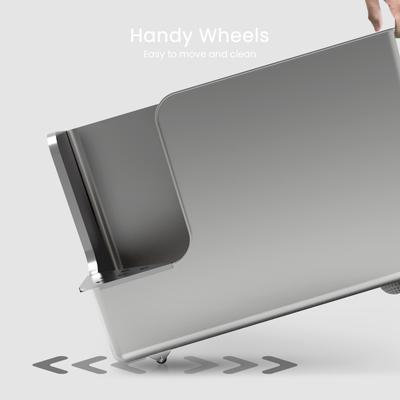 Show full view: Ptlom Stainless Steel High Sided Low Entry Corner Cat Litter Box, 22.8 x 14.8 x 14.5-in slide 6 of 12