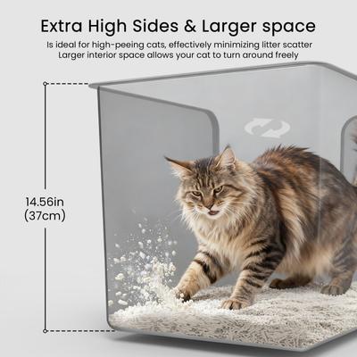 Show full view: Ptlom Stainless Steel High Sided Low Entry Corner Cat Litter Box, 22.8 x 14.8 x 14.5-in slide 5 of 12