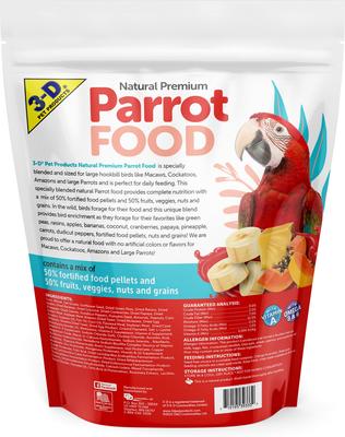Show full view: 3-D Parrot Natural Bird Food, 3-lb bag slide 2 of 9
