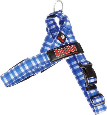 Show full view: BullHug Adjustable No Choke Dog Harness, Blue Plaid, Large: 29 to 33-in chest slide 2 of 10
