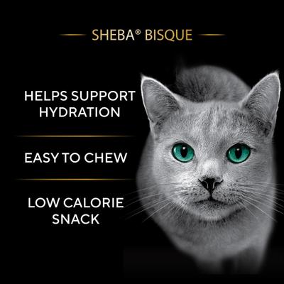 Show full view: Sheba Bisque Variety Pack Chicken, Tuna, & Salmon Grain-Free Lickable Cat Treats & Food Topper, 1.4-oz tray, case of 24 slide 9 of 10