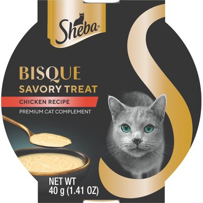 Sheba Sheba Bisque Chicken Recipe Grain-Free Lickable Cat Treats & Food Topper, 1.4-oz tray, case of 14