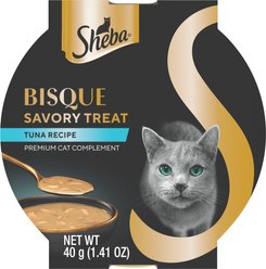 Sheba Bisque Tuna Recipe Grain-Free Lickable Cat Treats & Food Topper, 1.4-oz tray, case of 14