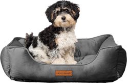MODERN THREADS Luxury Tufted Velvet Cuddler Dog & Cat Bed, Charcoal, 28 x 21 x 9-in slide 2 of 4