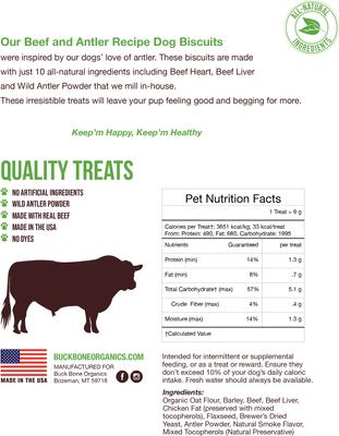 Show full view: Buck Bone Organics Antler Dog Biscuits, 8-oz bag slide 4 of 5