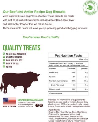 Show full view: Buck Bone Organics Mini Antler Biscuits Dog Treats, 16-oz bag slide 4 of 7
