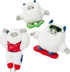 Frisco Winter Sports Friendly Yetis Plush Squeaky Dog Toy, Medium/Large, 3 count
