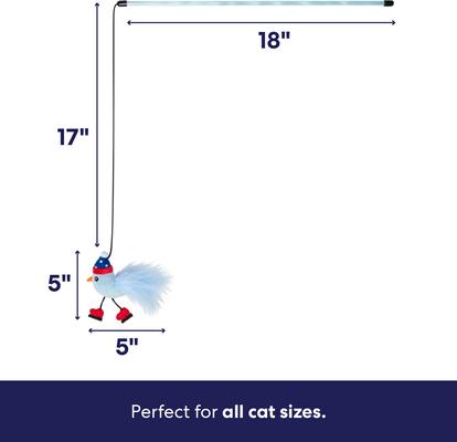 Show full view: Frisco Winter Sports Bird Teaser Wand Plush Cat Toy with Silvervine & Catnip slide 2 of 8