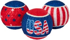 Frisco Winter Sports Americana Squeaky Tennis Ball Dog Toy, Medium, 3 count