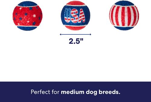 Show full view: Frisco Winter Sports Americana Squeaky Tennis Ball Dog Toy, Medium, 3 count slide 2 of 8