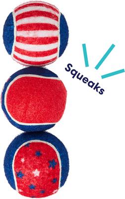 Show full view: Frisco Winter Sports Americana Squeaky Tennis Ball Dog Toy, Medium, 3 count slide 3 of 8