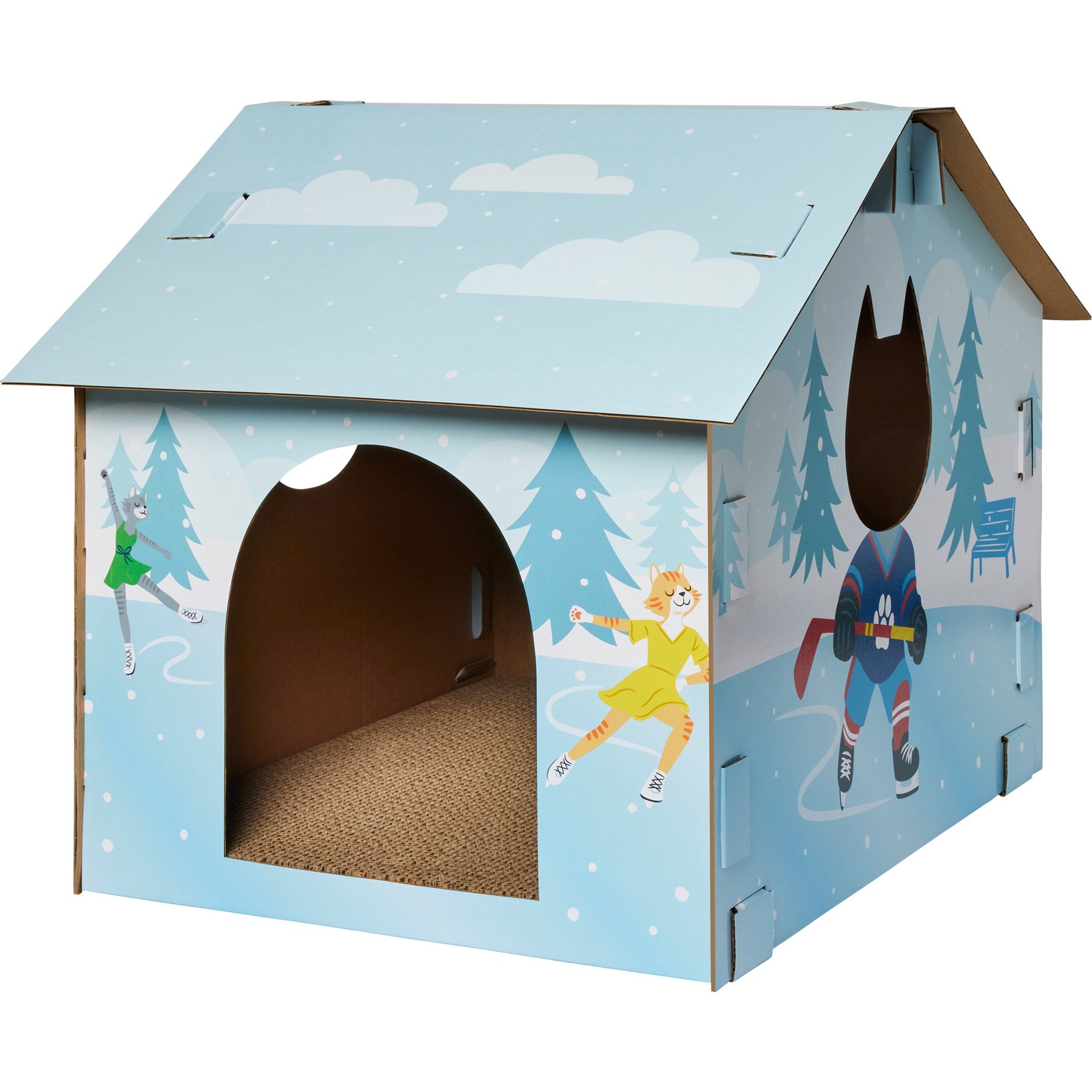 Frisco Winter Sports Ice Rink Cardboard Cat House with Catnip