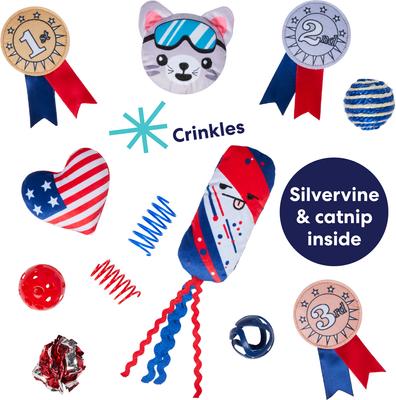Show full view: Frisco Winter Sports Americana Variety Pack Cat Toy with Silvervine & Catnip, 12 count slide 4 of 9