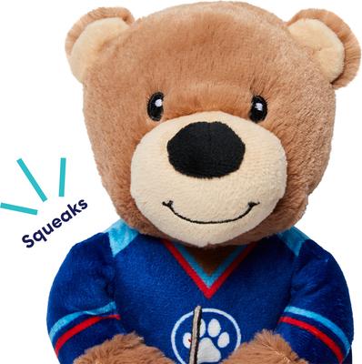Show full view: Frisco Winter Sports Hockey Bear Plush Squeaky Dog Toy, Medium/Large slide 3 of 8