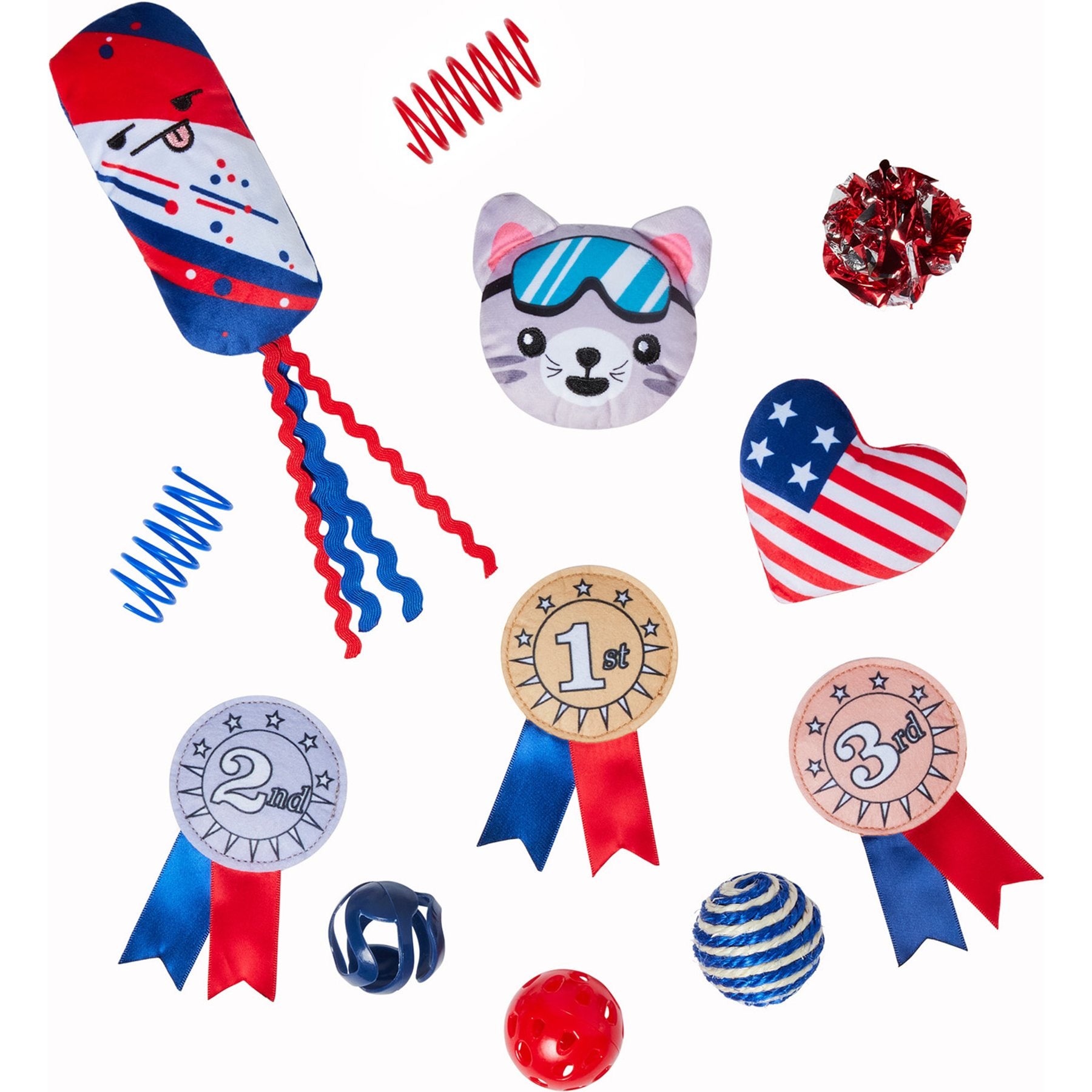 Frisco Winter Sports Americana Variety Pack Cat Toy with Silvervine & Catnip, 12 count