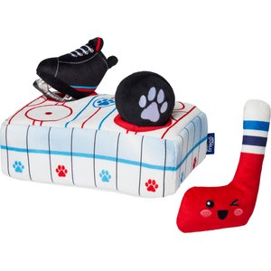 Frisco Winter Sports Hockey Rink Hide & Seek Puzzle Plush Squeaky Dog Toy, Small/Medium