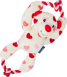 Frisco Valentine Heart Bear Plush with Rope Squeaky Dog Toy, Medium/Large