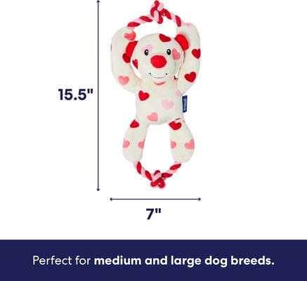 Show full view: Frisco Valentine Heart Bear Plush with Rope Squeaky Dog Toy, Medium/Large slide 2 of 9