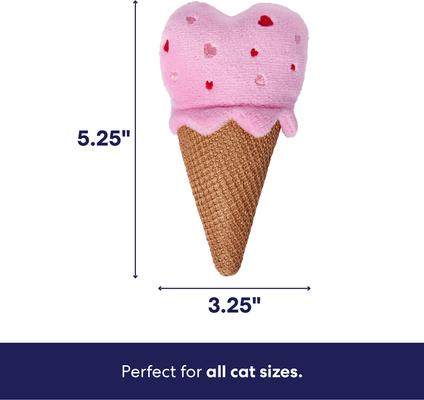 Show full view: Frisco Valentine Strawberry Ice Cream Plush Dental Chew Cat Toy with Silvervine & Catmint slide 2 of 8